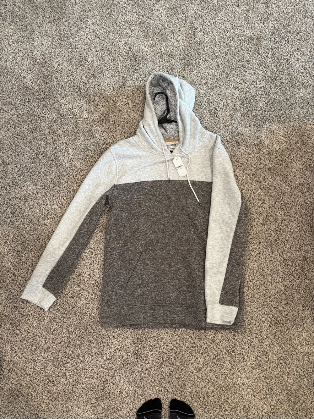 Men's Two-Tone Gray Hooded Pullover Sweatshirt